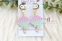 Seashell Clay Earrings || Pink and Mint