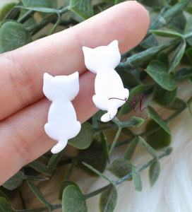 Cat Clay Stud Earrings || Choose Color