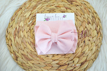 Large Julia Bow Headwrap || Light Pink Rib Knit