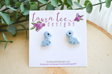 Dinosaur Clay Stud Earrings || Light Blue Brontosaurus || Made to Order