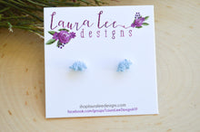 Mini Dinosaur Clay Stud Earrings || Light Blue Triceratops