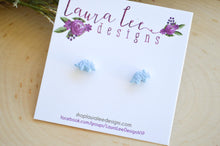 Mini Dinosaur Clay Stud Earrings || Light Blue Triceratops