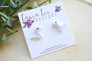 Dinosaur Clay Stud Earrings || Light Lavender T-Rex || Made to Order