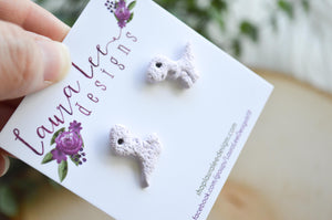 Dinosaur Clay Stud Earrings || Light Lavender T-Rex || Made to Order