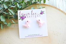 Dinosaur Clay Stud Earrings || Light Pink T-Rex || Made to Order