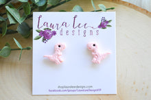 Dinosaur Clay Stud Earrings || Light Pink T-Rex || Made to Order