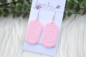 Tulip Imprint Clay Earrings || Light Pink