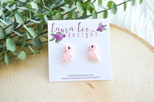 Dinosaur Clay Stud Earrings || Light Pink Brontosaurus || Made to Order