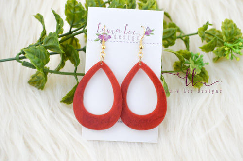 Teardrop Resin Earrings || Maroon