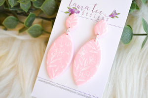 Martha Clay Earrings || Pink and White Floral