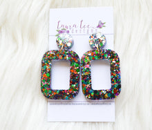 Rounded Rectangle Resin Earrings || Mermaid Lagoon Glitter