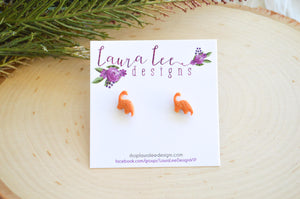 Mini Dinosaur Clay Stud Earrings || Brontosaurus || Made to Order || You Choose Color