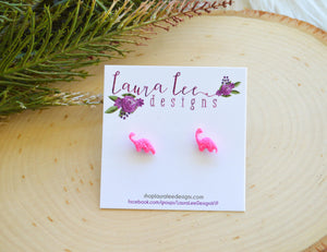 Mini Dinosaur Clay Stud Earrings || Brontosaurus || Made to Order || You Choose Color
