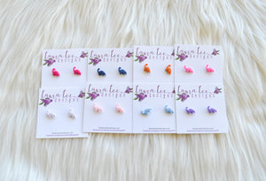 Mini Dinosaur Clay Stud Earrings || Brontosaurus || Made to Order || You Choose Color