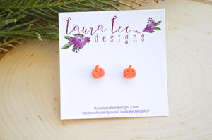 Mini Pumpkin Clay Stud Earrings || Made to Order