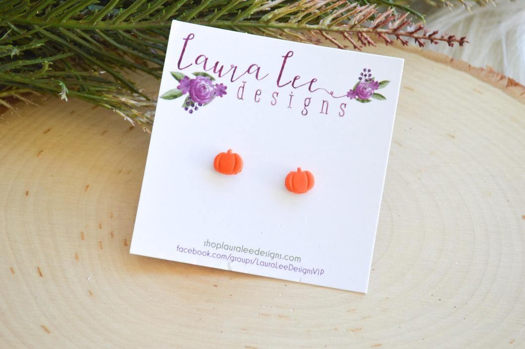 Mini Pumpkin Clay Stud Earrings || Made to Order
