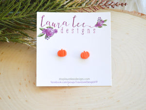 Mini Pumpkin Clay Stud Earrings || Made to Order