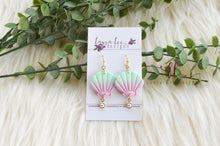 Seashell Clay Earrings || Pink and Mint