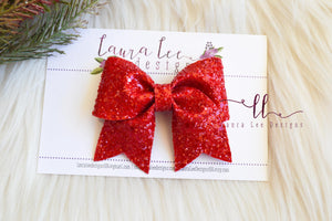 Large Missy Bow || Red Glitter