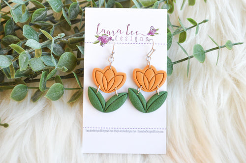 Tulip Clay Earrings || Mustard Yellow || Made to Order