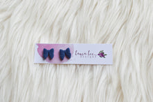 Bow Clay Stud Earrings || Navy Blue || Made to Order