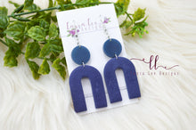 Nova Large Arch Clay Earrings || Navy Blue