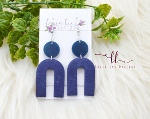 Nova Large Arch Clay Earrings || Navy Blue