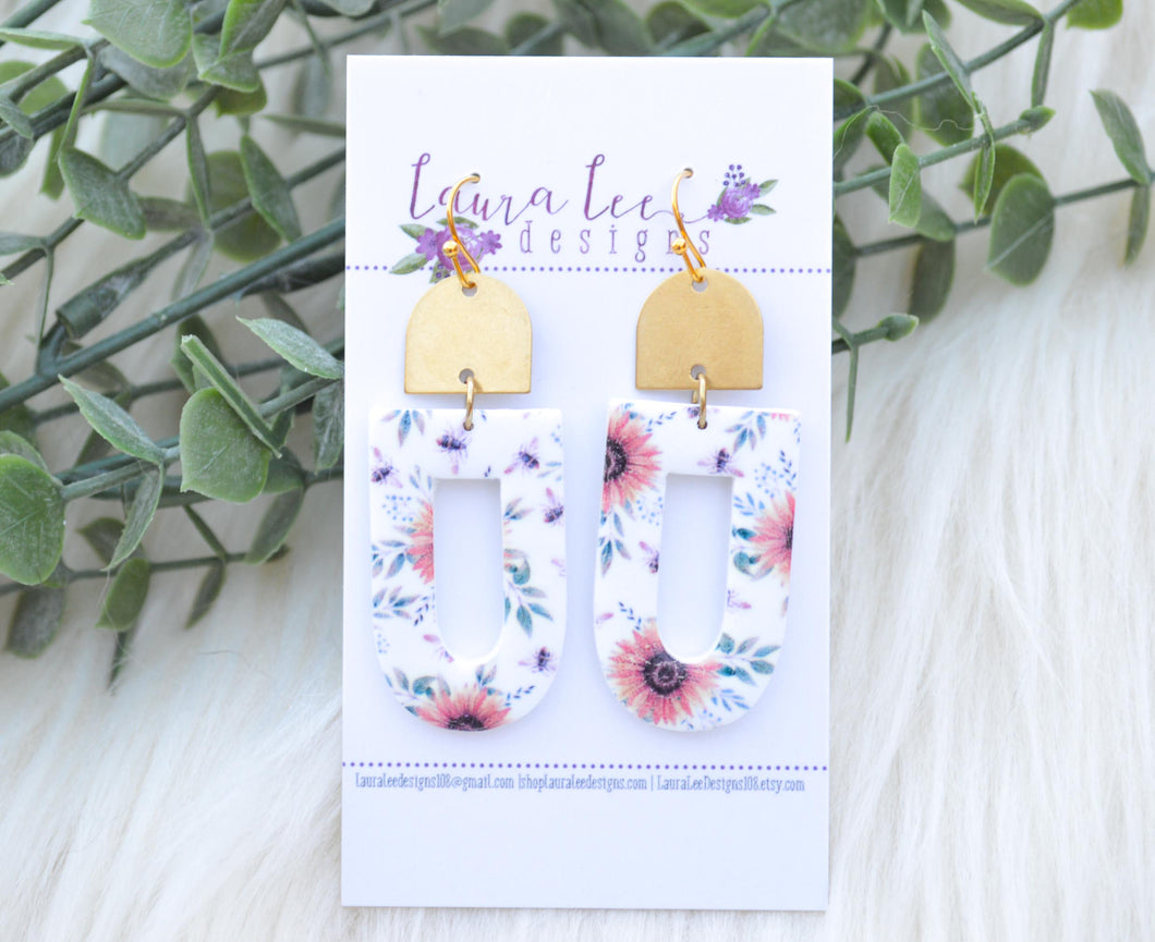 Nellie Arch Clay Earrings || Bees and Sunflowers