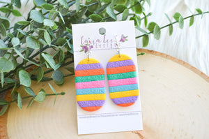 Octavia Oval Clay Earrings || Summer Stripes