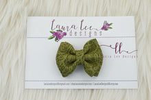 Mini Millie Bow Style || Olive Green Embossed Lace Vegan Leather