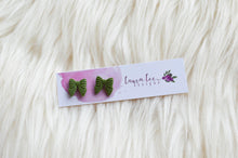 Bow Clay Stud Earrings || Olive Green || Made to Order