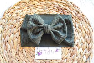 Large Julia Bow Headwrap || Olive Green