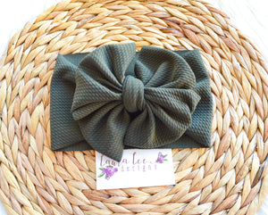 Large Messy Julia Bow Headwrap || Olive Green