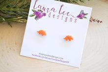 Mini Dinosaur Clay Stud Earrings || Orange Triceratops