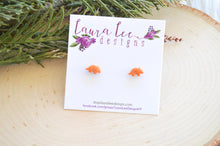 Mini Dinosaur Clay Stud Earrings || Orange Triceratops
