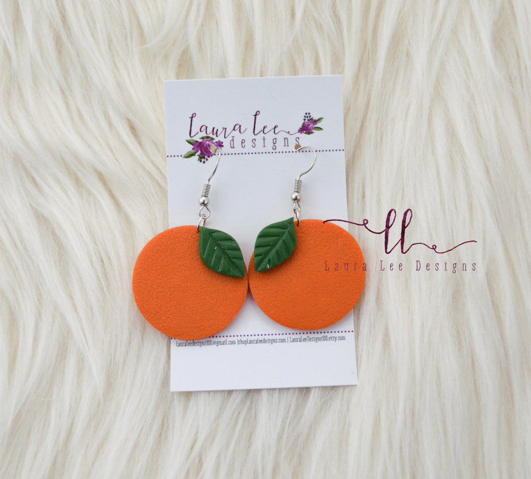 Round Clay Earrings || Oranges || Made to Order