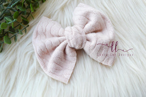 Large Julia Messy Bow Style Bow || Pale Pink Sweater Knit || CLIP ONLY