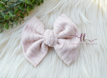 Large Julia Messy Bow Style Bow || Pale Pink Sweater Knit || CLIP ONLY