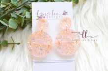 Circle Resin Earrings || Peach Fuzz Glitter