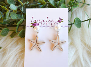 Starfish Clay Earrings || Choose Gold or Silver Finish