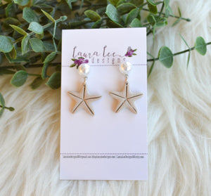 Starfish Clay Earrings || Choose Gold or Silver Finish