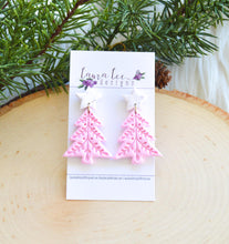 Star Stud Christmas Tree Clay Earrings || Pink || Made to Order