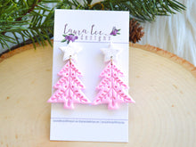 Star Stud Christmas Tree Clay Earrings || Pink || Made to Order