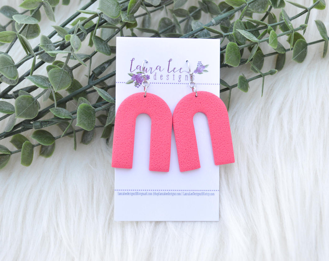 Nova Large Arch Clay Earrings || Pink Coral