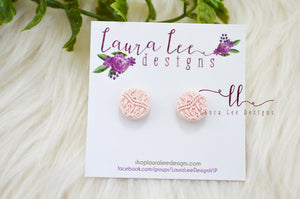 Round Clay Stud Earrings || Barely Pink Lace