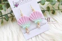 Seashell Clay Earrings || Pink and Mint
