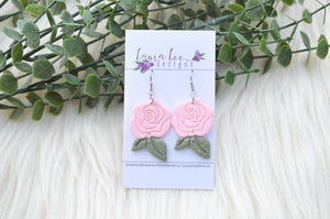 Rose Clay Earrings || Light Pink