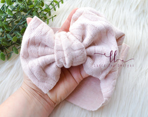 Large Julia Bow Headwrap || Pale Pink Sweater