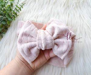 Large Julia Bow Headwrap || Pale Pink Sweater