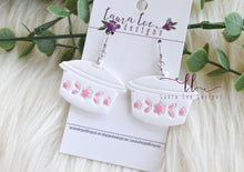 Vintage Dishes Clay Earrings || Pink || Made to Order